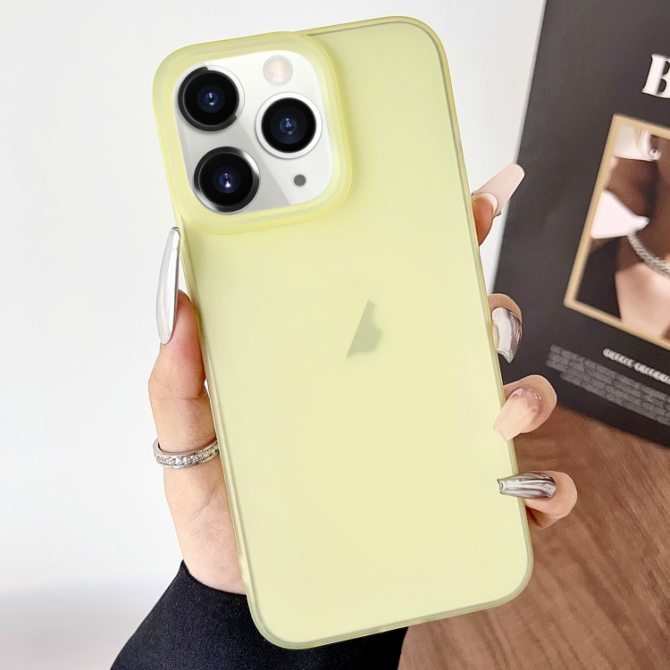 

For iPhone 11 Pro Frosted Translucent TPU Full Coverage Phone Case(Yellow)