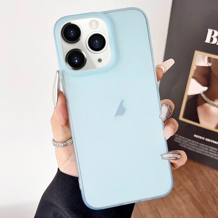 

For iPhone 11 Pro Frosted Translucent TPU Full Coverage Phone Case(Light Blue)