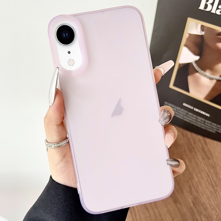 

For iPhone XR Frosted Translucent TPU Full Coverage Phone Case(Pink)