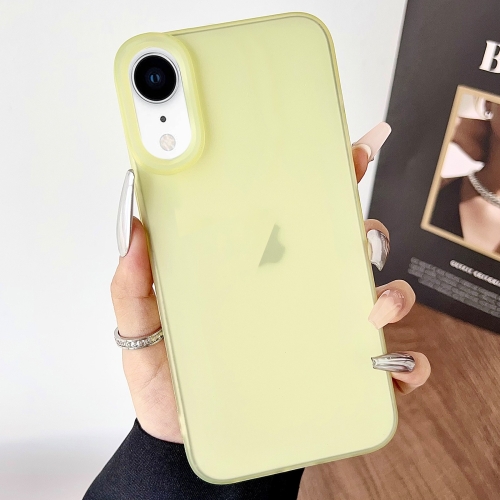 

For iPhone XR Frosted Translucent TPU Full Coverage Phone Case(Yellow)