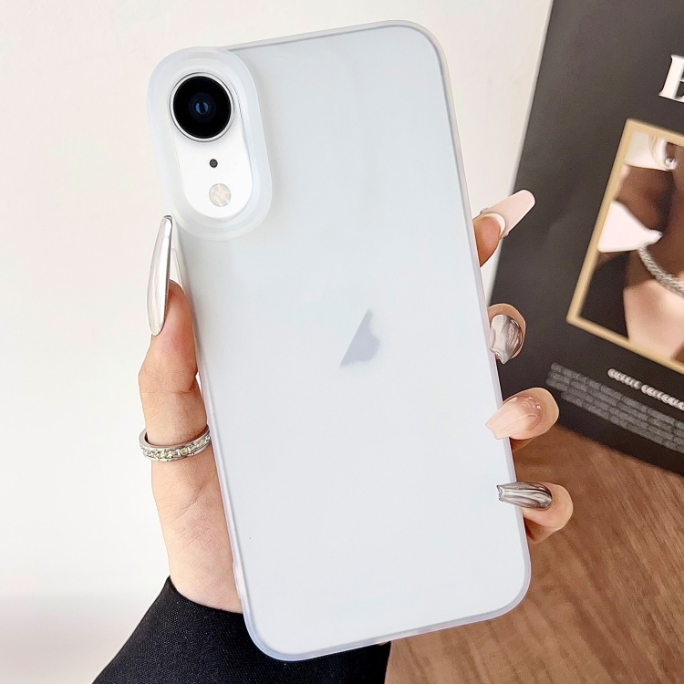 

For iPhone XR Frosted Translucent TPU Full Coverage Phone Case(White)