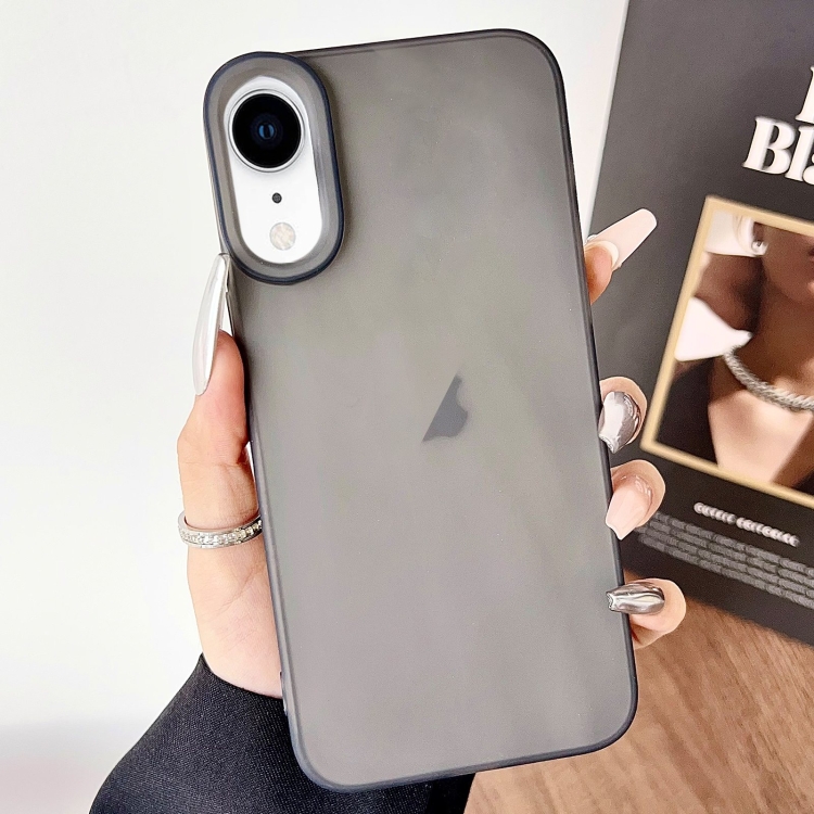 

For iPhone XR Frosted Translucent TPU Full Coverage Phone Case(Black)