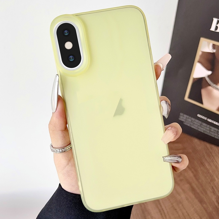 

For iPhone XS Max Frosted Translucent TPU Full Coverage Phone Case(Yellow)