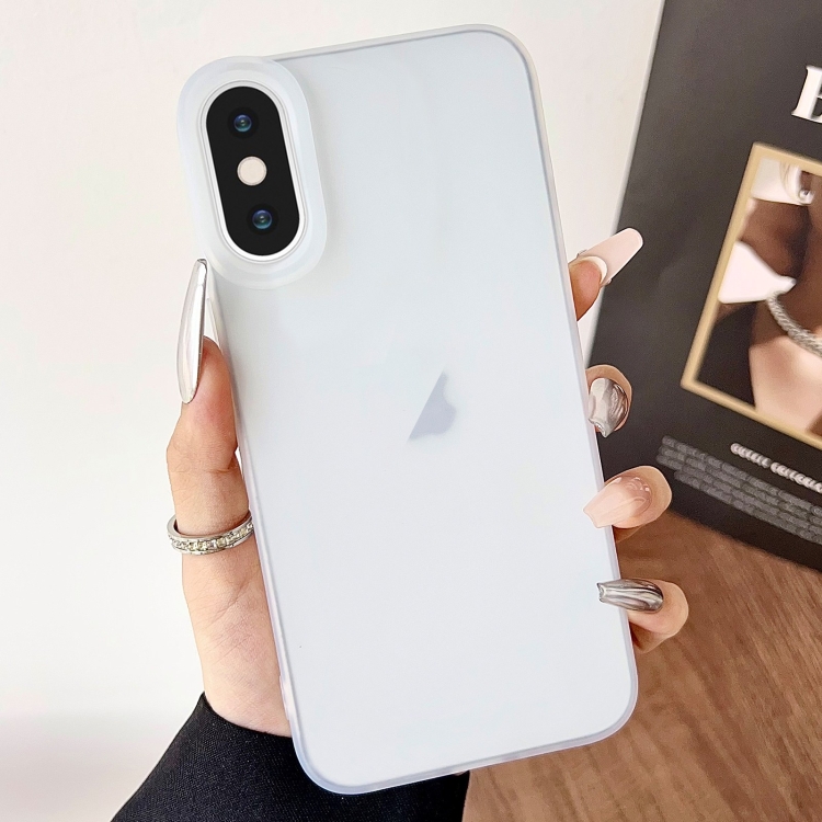 

For iPhone XS Max Frosted Translucent TPU Full Coverage Phone Case(White)