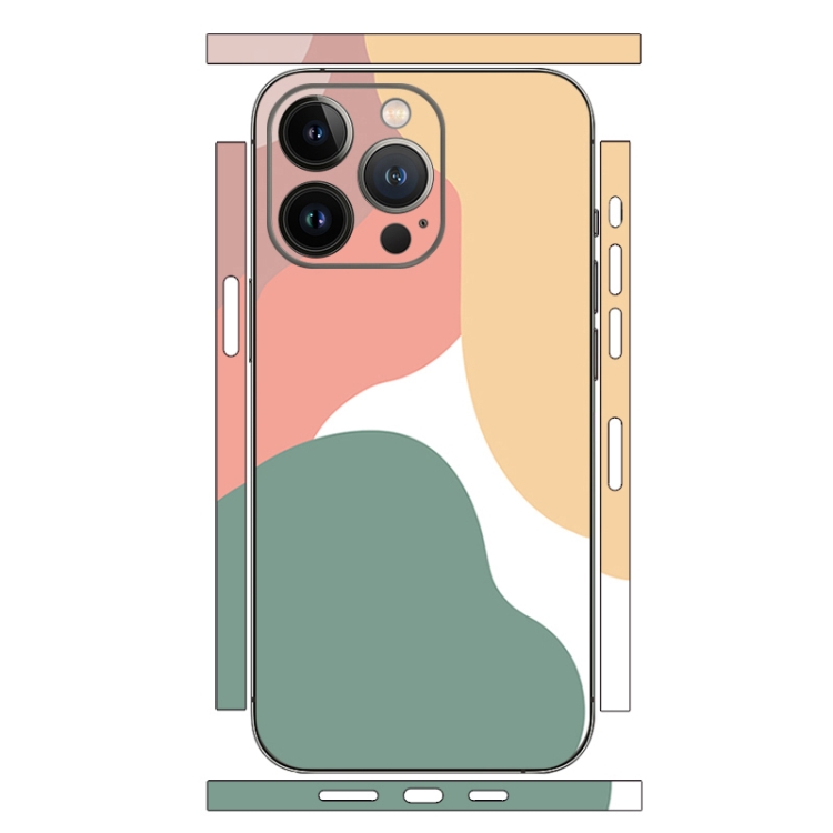 

For iPhone 15 Pro Max Geometric Style All-inclusive PET Phone Decal Adhesive Sticker(Green White)