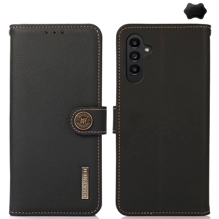 

For Samsung Galaxy A37 5G KHAZNEH Custer Genuine Leather RFID Phone Case(Black)