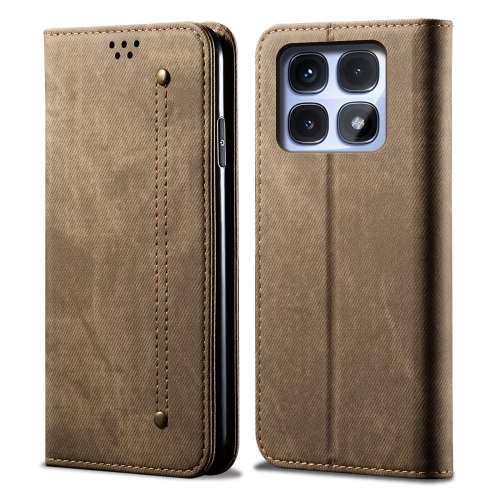 

For Redmi K70 Ultra 5G Denim Texture Casual Style Horizontal Flip Leather Case(Khaki)