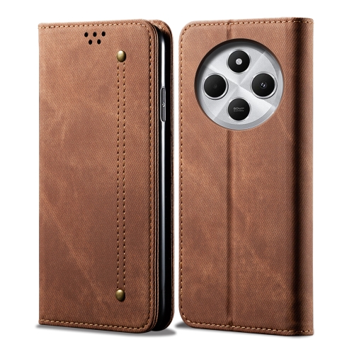 

For Redmi 14C 4G Denim Texture Casual Style Horizontal Flip Leather Case(Brown)