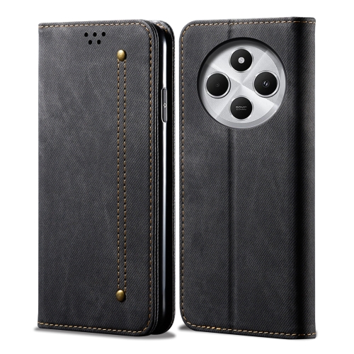 

For Redmi 14C 4G Denim Texture Casual Style Horizontal Flip Leather Case(Black)