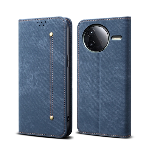 

For Redmi K80 Denim Texture Casual Style Horizontal Flip Leather Case(Blue)