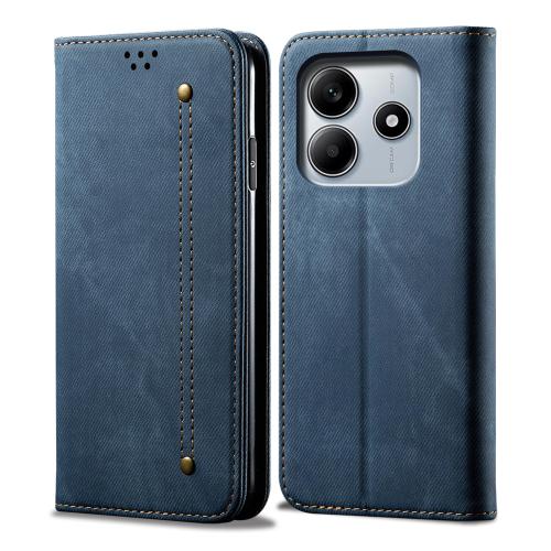 

For Redmi Note 14 4G Global 163.25mm Denim Texture Casual Style Horizontal Flip Leather Case(Blue)