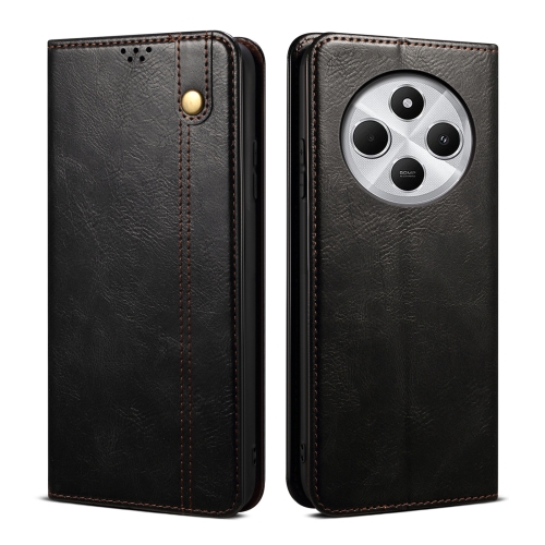 

For Redmi 14C 4G Oil Wax Crazy Horse Texture Leather Phone Case(Black)