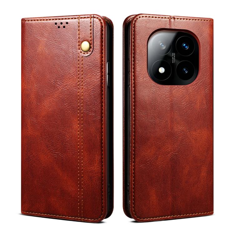 

For Redmi Note 14 Pro+ 5G Oil Wax Crazy Horse Texture Leather Phone Case(Brown)