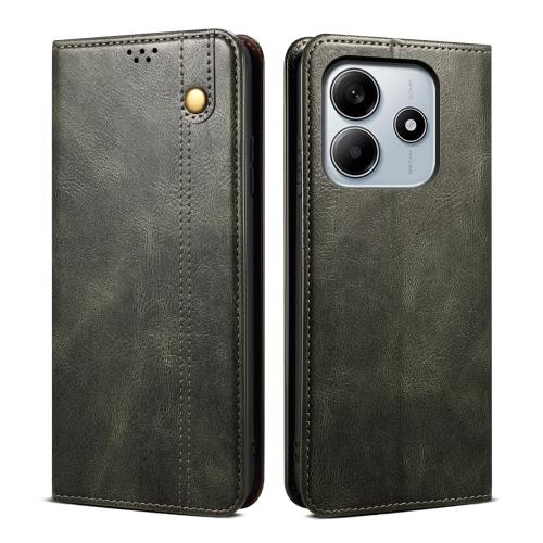 

For Redmi Note 14 4G Global 163.25mm Oil Wax Crazy Horse Texture Leather Phone Case(Green)