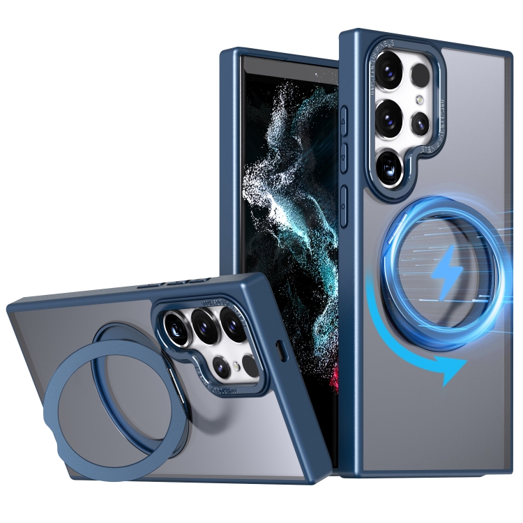 

For Samsung Galaxy S23 Ultra 5G Wing Series MagSafe Magnetic Ring Holder Phone Case(Blue)