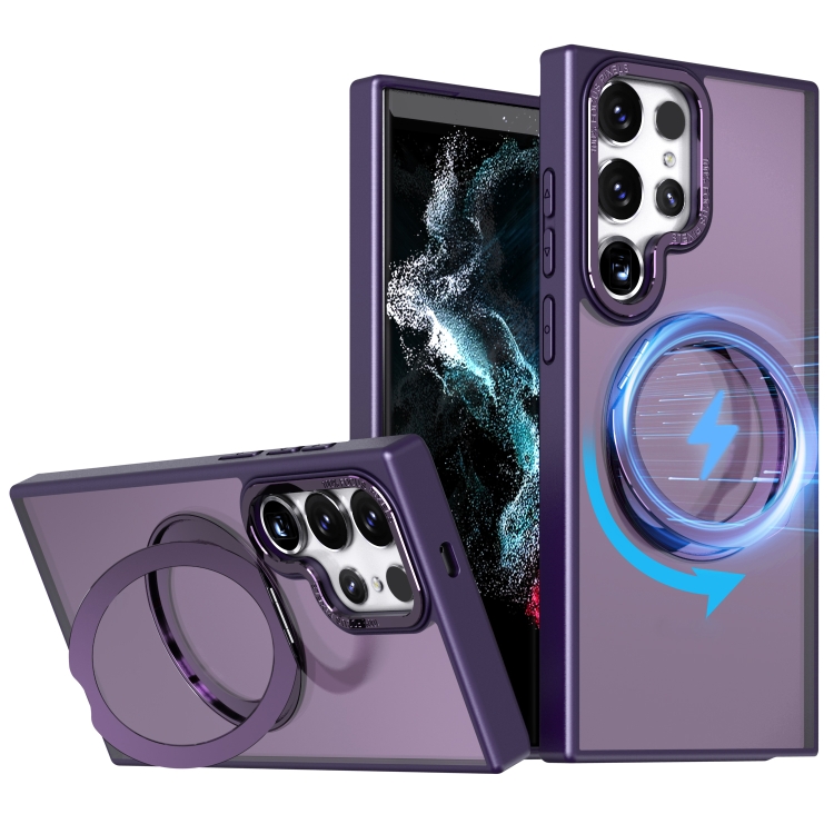 

For Samsung Galaxy S22 Ultra 5G Wing Series MagSafe Magnetic Ring Holder Phone Case(Dark Purple)