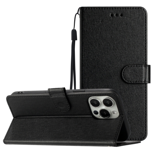 

For iPhone 16 Pro Silk Texture Horizontal Flip Leather Phone Case(Black)