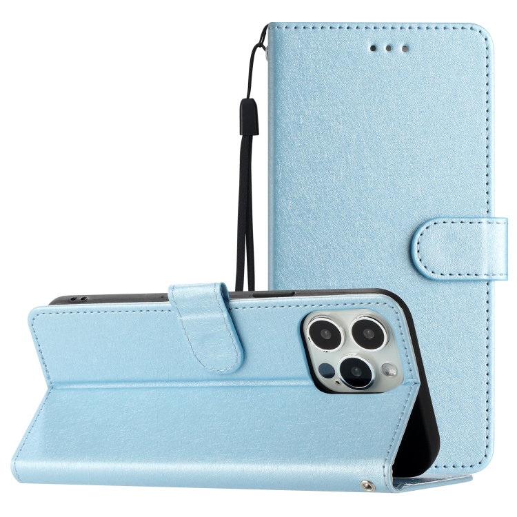 

For iPhone 16 Pro Silk Texture Horizontal Flip Leather Phone Case(Light Blue)