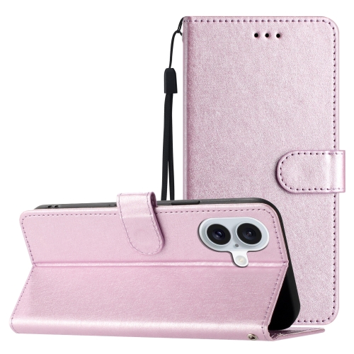 

For iPhone 16 Plus Silk Texture Horizontal Flip Leather Phone Case(Rose Pink)