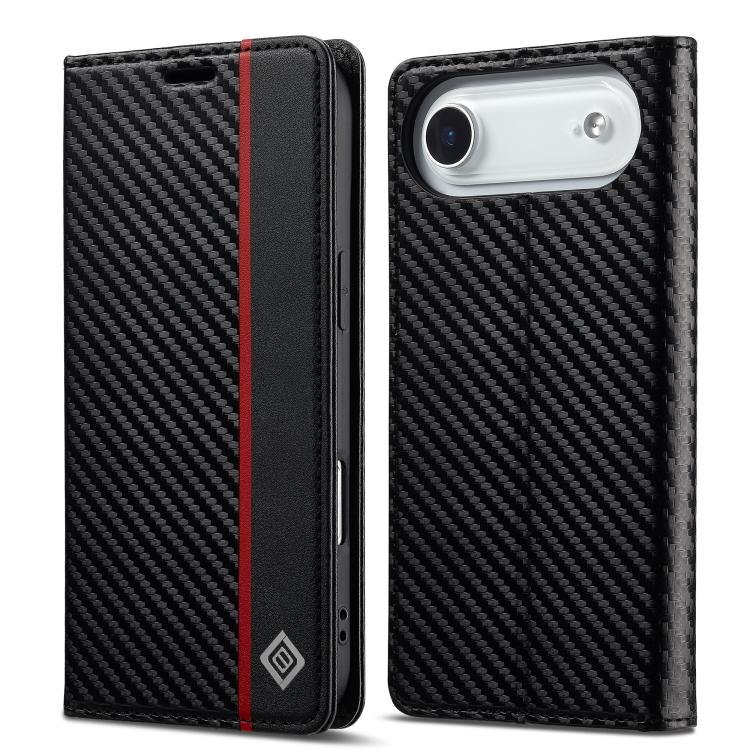 

For iPhone Air LC.IMEEKE Carbon Fiber Leather Phone Case(Vertical Black)