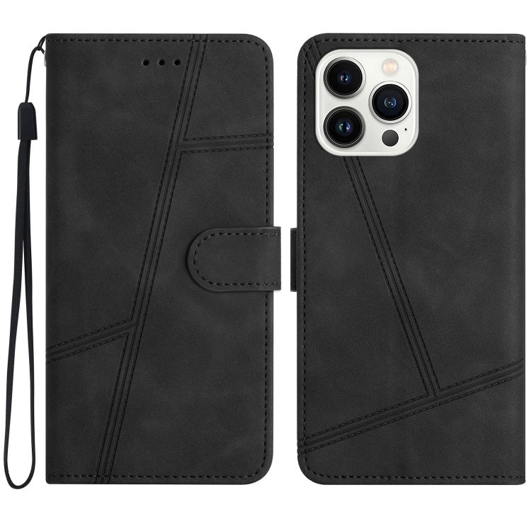

For iPhone 16 Pro Skin-feel Stitching Leather Phone Case(Black)