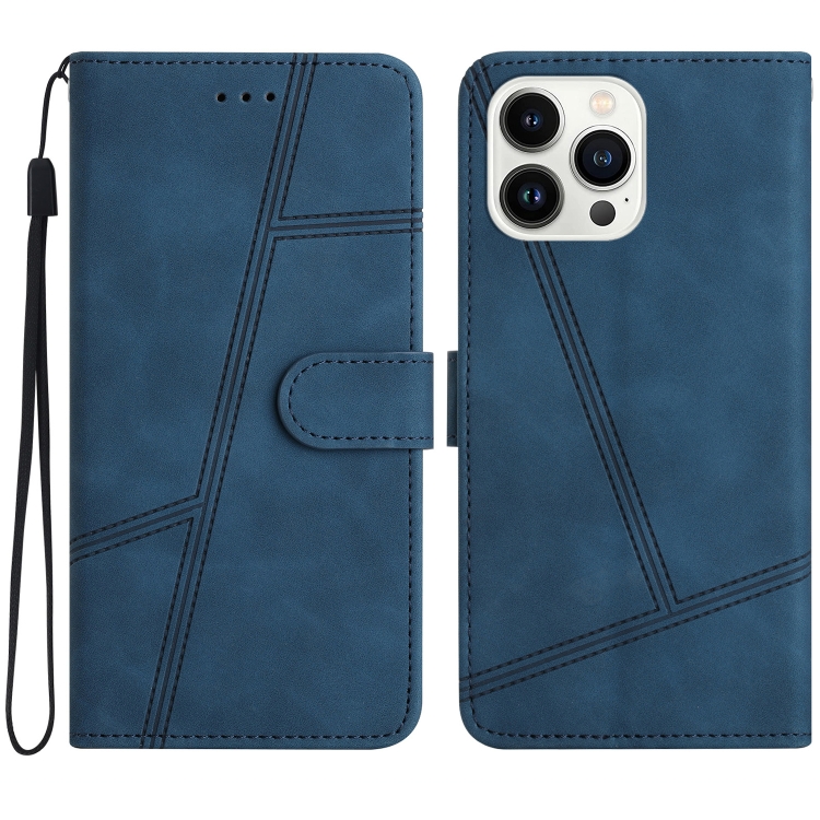 

For iPhone 16 Pro Skin-feel Stitching Leather Phone Case(Blue)
