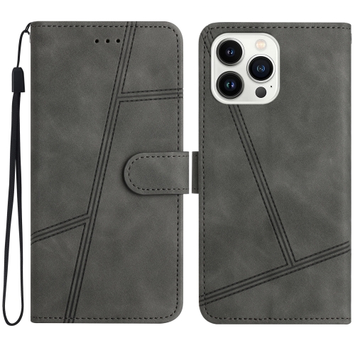 

For iPhone 16 Pro Skin-feel Stitching Leather Phone Case(Grey)