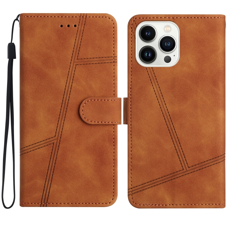 

For iPhone 16 Pro Skin-feel Stitching Leather Phone Case(Brown)