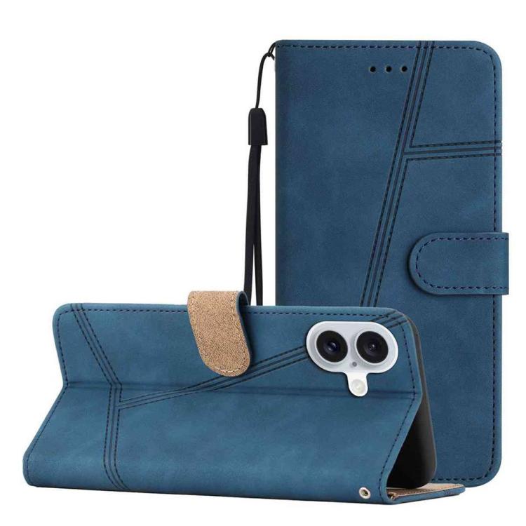 

For iPhone 17 Skin-feel Stitching Leather Phone Case(Blue)
