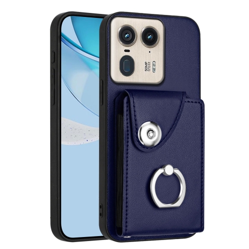 

For Motorola Moto X50 Ultra Organ Card Bag Ring Holder Phone Case(Blue)