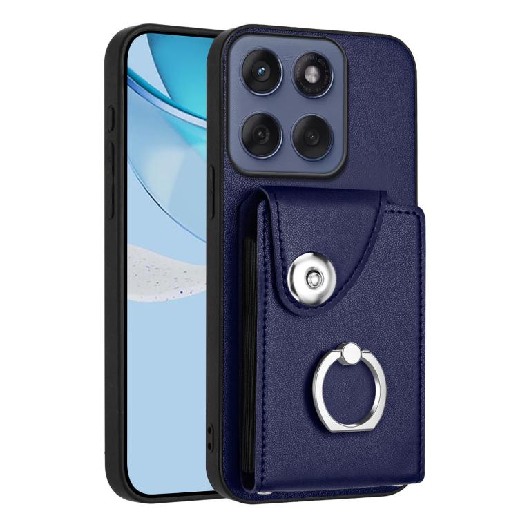 

For Motorola Edge 60 Fusion / Edge 60 Organ Card Bag Ring Holder Phone Case(Blue)