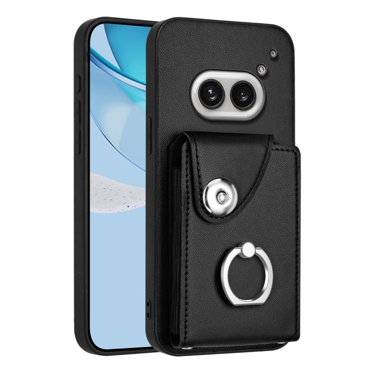 

For Nothing Phone 2a Organ Card Bag Ring Holder Phone Case(Black)
