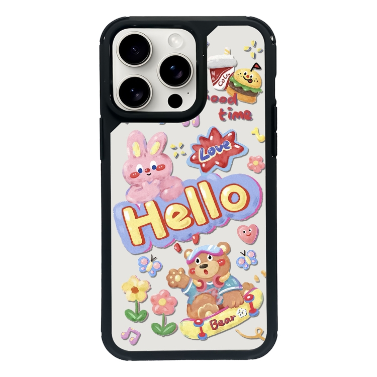 

For iPhone 15 Pro Max Exclusive Design Style PC Full Coverage Pattern Phone Case(HELLO Rabbit)