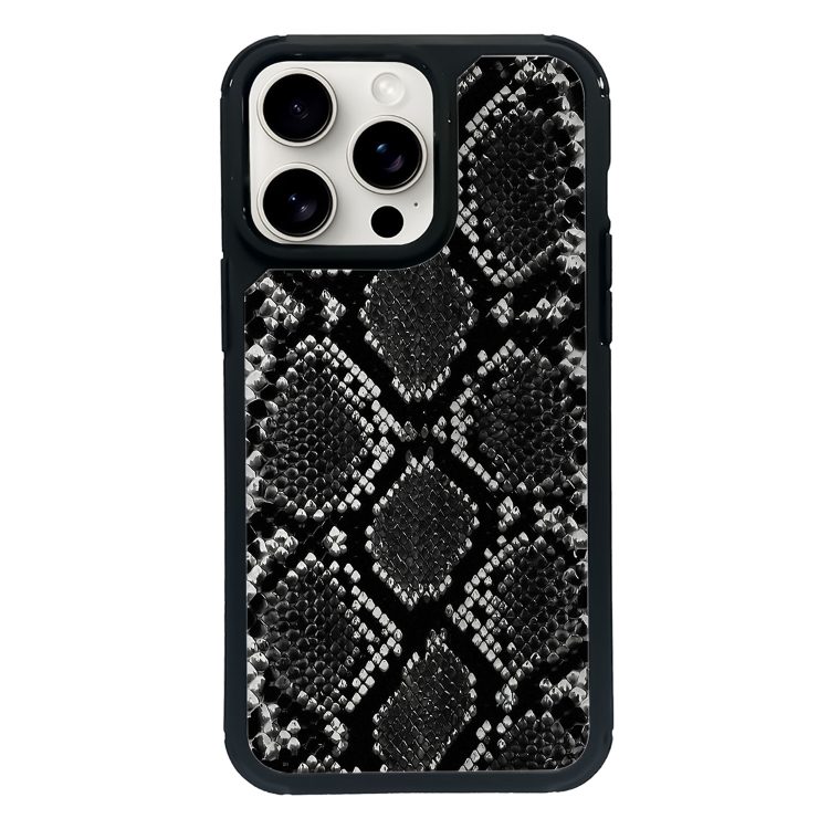 

For iPhone 15 Pro Exclusive Design Style PC Full Coverage Pattern Phone Case(Black Python Texture)