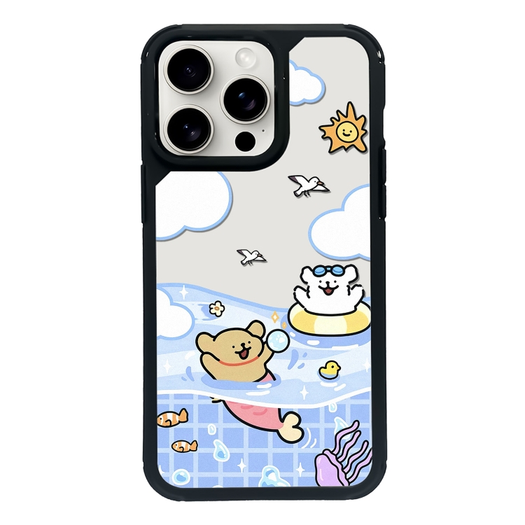 

For iPhone 15 Pro Exclusive Design Style PC Full Coverage Pattern Phone Case(Summer Puppy A)