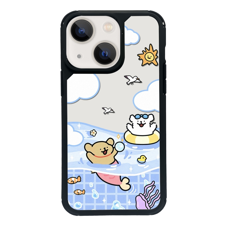

For iPhone 15 Exclusive Design Style PC Full Coverage Pattern Phone Case(Summer Puppy A)