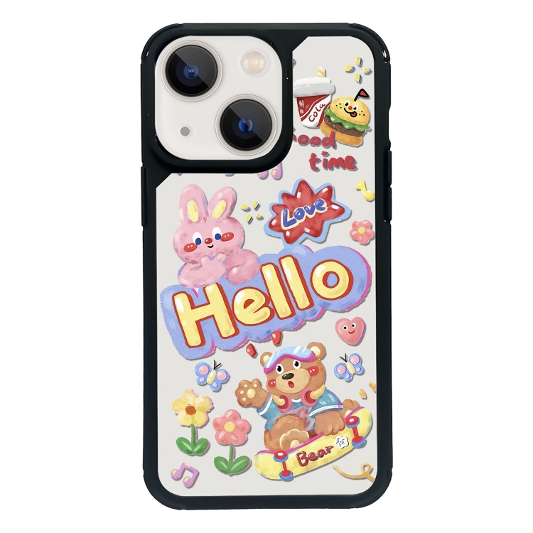 

For iPhone 14 Exclusive Design Style PC Full Coverage Pattern Phone Case(HELLO Rabbit)