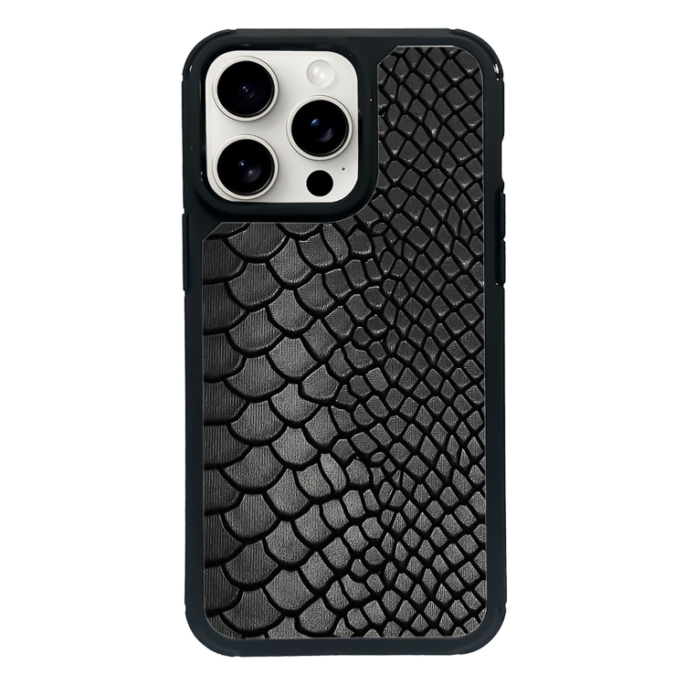 

For iPhone 14 Pro Max Exclusive Design Style PC Full Coverage Pattern Phone Case(Black Crocodile Texture)