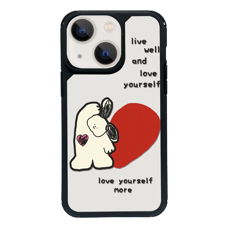 

For iPhone 13 Exclusive Design Style PC Full Coverage Pattern Phone Case(Beige Bear)