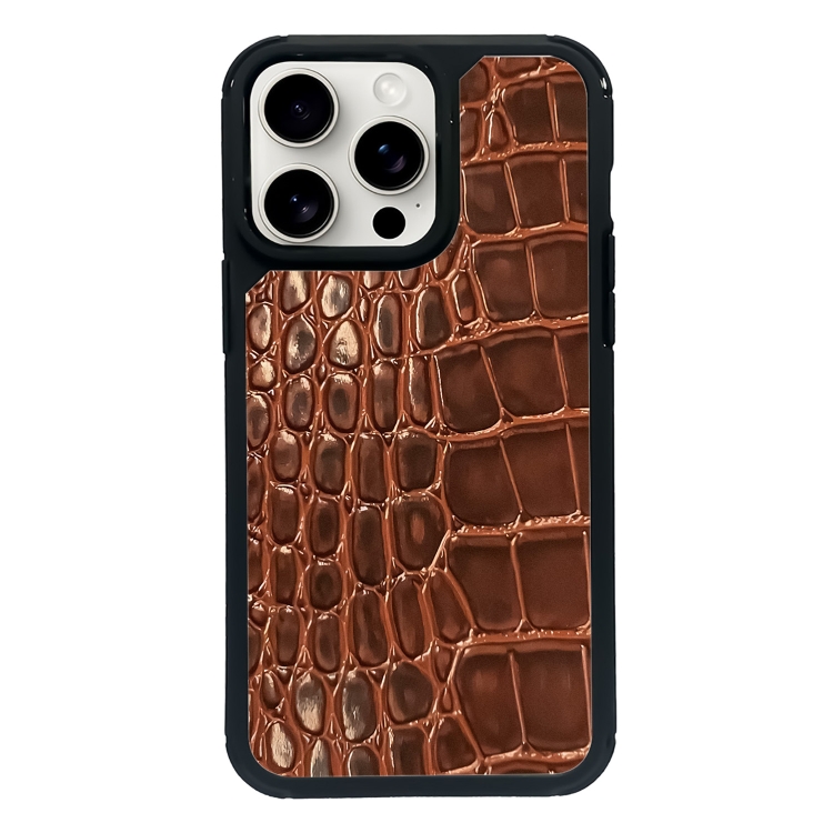 

For iPhone 12 Pro Max Exclusive Design Style PC Full Coverage Pattern Phone Case(Brown Crocodile Texture)