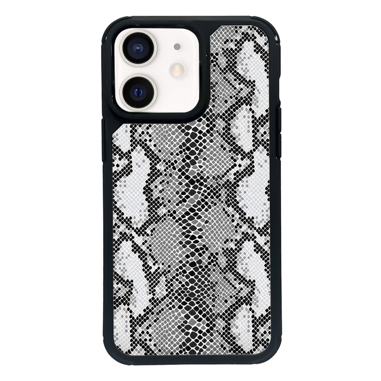 

For iPhone 12 mini Exclusive Design Style PC Full Coverage Pattern Phone Case(Silver Python Texture)