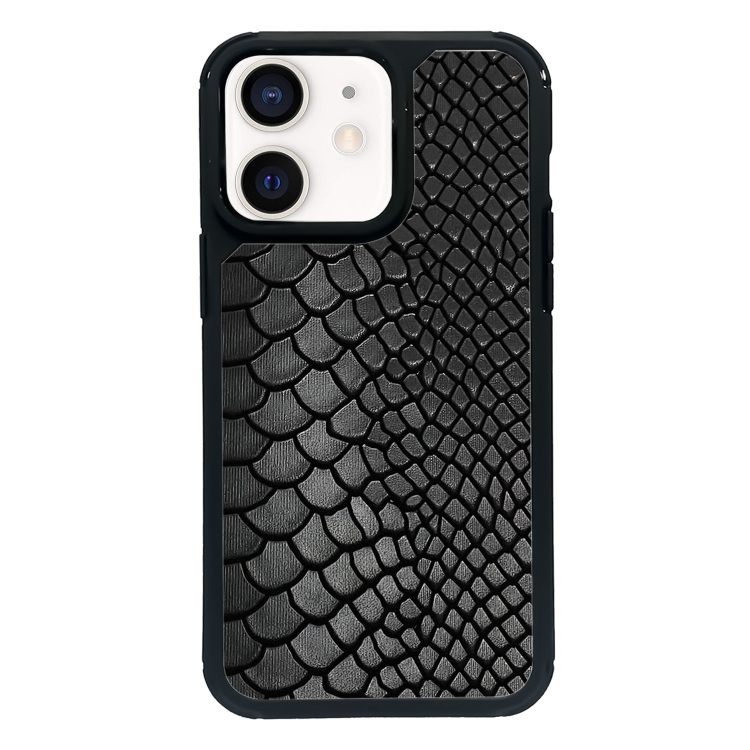 

For iPhone 12 mini Exclusive Design Style PC Full Coverage Pattern Phone Case(Black Crocodile Texture)
