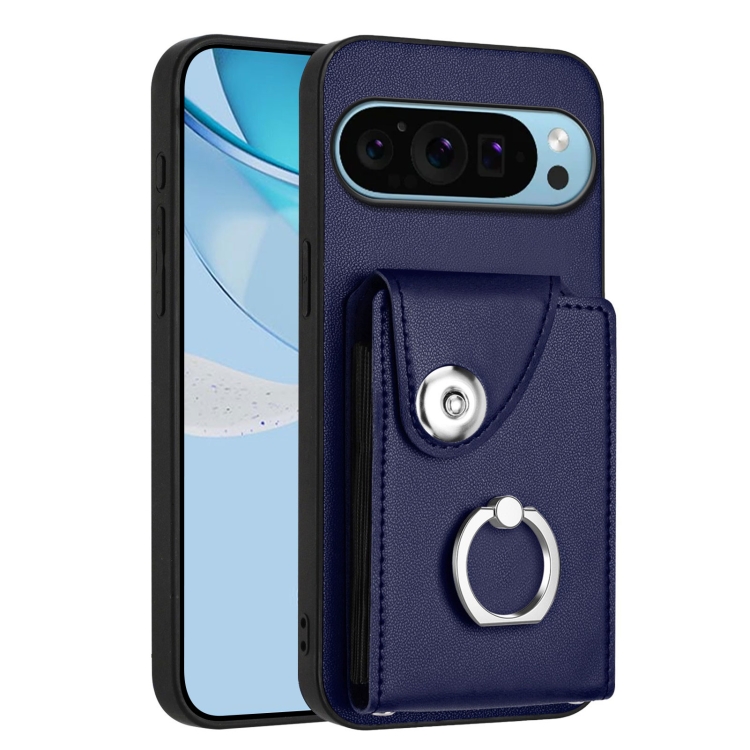 

For Google Pixel 9 Pro XL Organ Card Bag Ring Holder Phone Case(Blue)