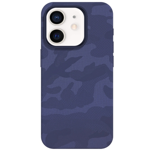 

For iPhone 12 Camouflage Ice Feel Texture MagSafe PU Hybrid PC Phone Case(Blue Purple)