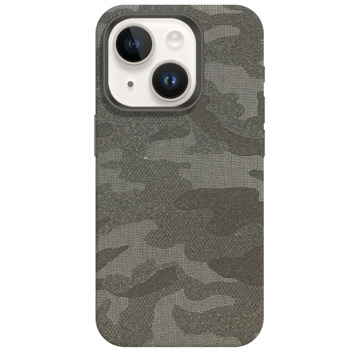 

For iPhone 13 Camouflage Ice Feel Texture MagSafe PU Hybrid PC Phone Case(Grey)