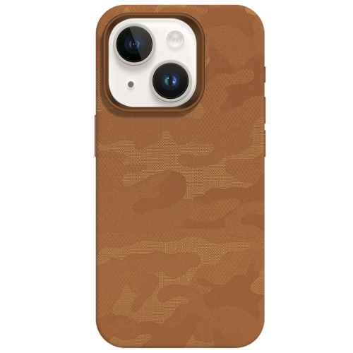 

For iPhone 13 Camouflage Ice Feel Texture MagSafe PU Hybrid PC Phone Case(Brown)