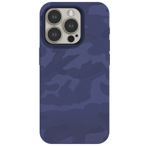 

For iPhone 13 Pro Camouflage Ice Feel Texture MagSafe PU Hybrid PC Phone Case(Blue Purple)