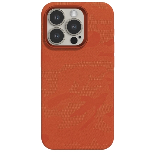 

For iPhone 13 Pro Camouflage Ice Feel Texture MagSafe PU Hybrid PC Phone Case(Orange)