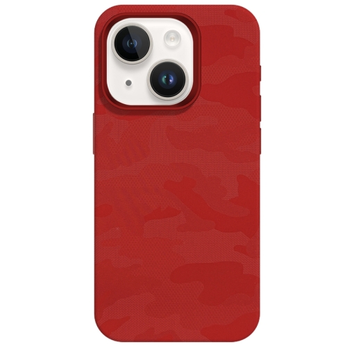 

For iPhone 14 Camouflage Ice Feel Texture MagSafe PU Hybrid PC Phone Case(Red)