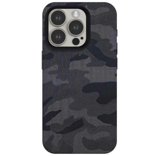 

For iPhone 14 Pro Camouflage Ice Feel Texture MagSafe PU Hybrid PC Phone Case(Navy Blue)